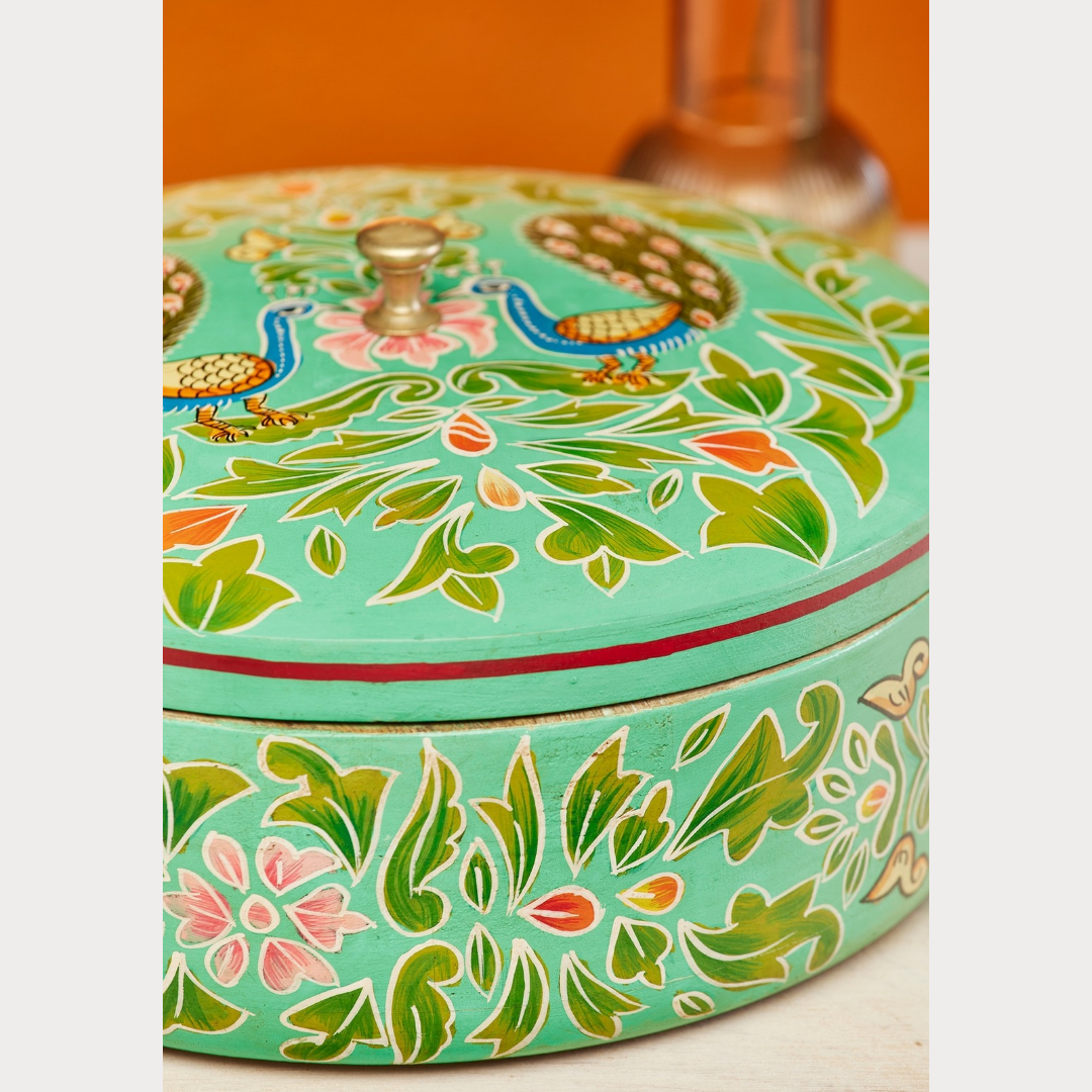 Hand-Painted Peacock Keepsake Box