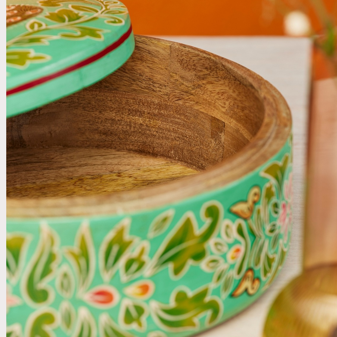 Hand-Painted Peacock Keepsake Box