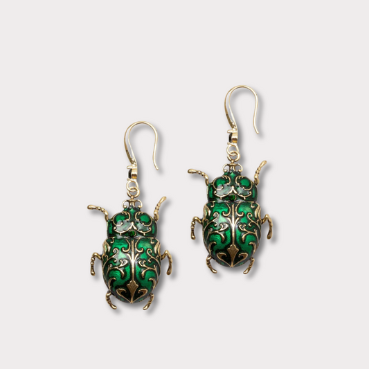 Antique Beetle Drop Earrings