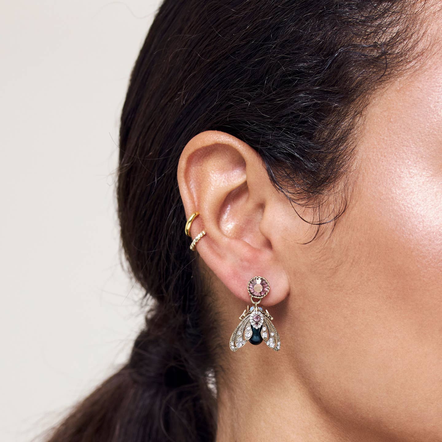 Moth Drop Earrings – Tahitian Pearl