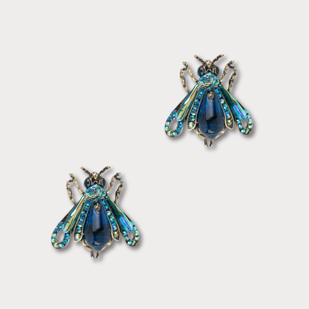Vintage Moth Ear Studs – Iridescent Blue