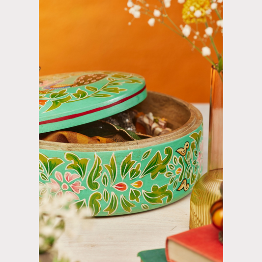 Hand-Painted Peacock Keepsake Box